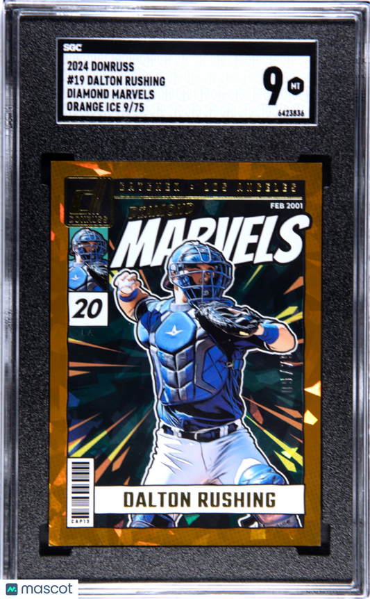 2024 Donruss Dalton Rushing #19 Diamond Marvels Orange Ice SGC 9