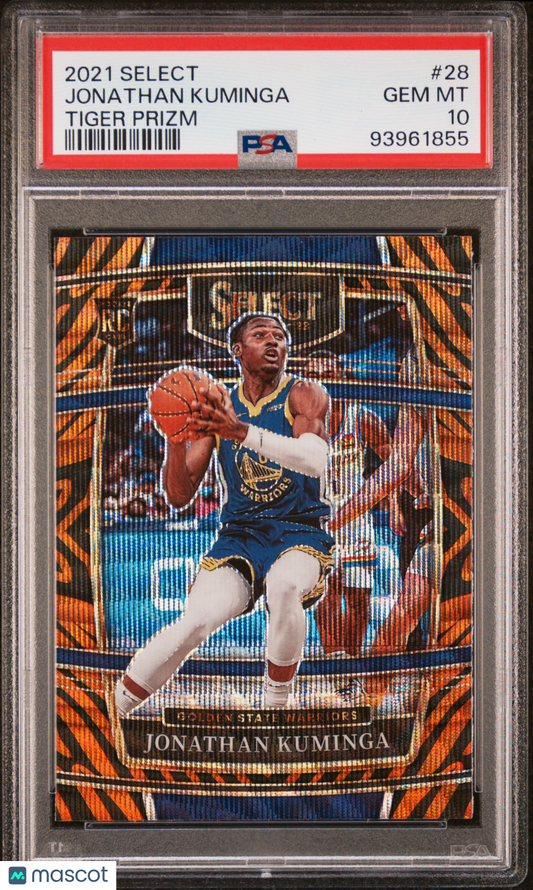 2021 Panini Select Jonathan Kuminga #28 Tiger Prizm PSA 10