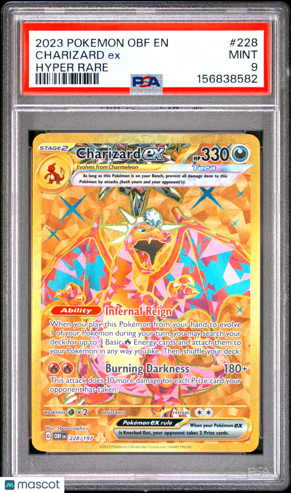 2023 Pokemon Obf EN-Obsidian Flames Charizard EX #228 Hyper Rare PSA 9
