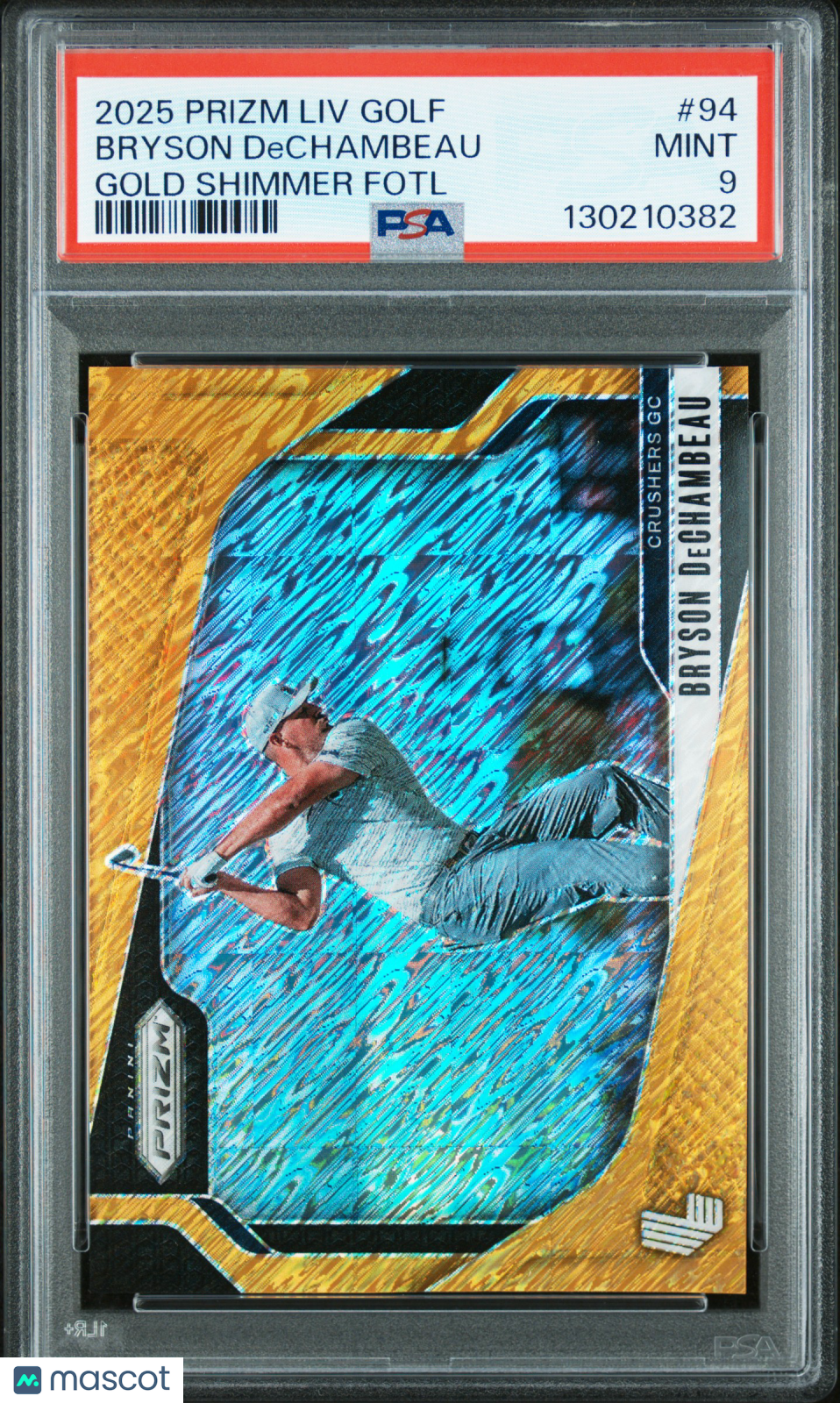 2025 Panini Prizm LIV Golf Bryson Dechambeau #94 Gold Shimmer Fotl PSA 9