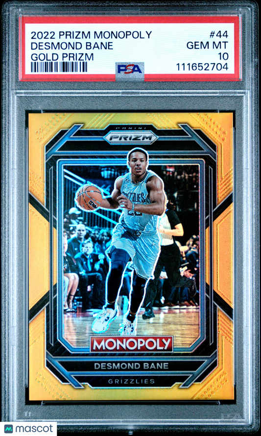 2022 Panini Prizm Monopoly Desmond Bane #44 Gold PSA 10