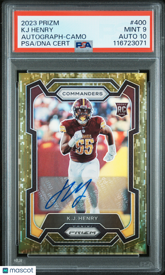 2023 Panini Prizm KJ Henry #400 Autograph Camo PSA 9 Auto 10