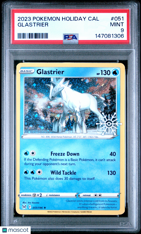2023 Pokemon Holiday Calendar Glastrier #051 PSA 9