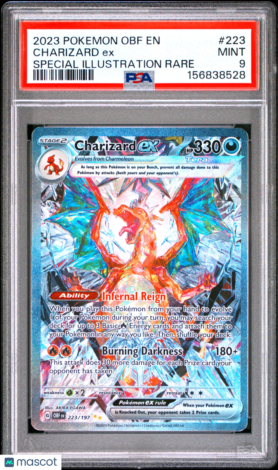 2023 Pokemon Obf EN-Obsidian Flames Charizard EX #223 PSA 9