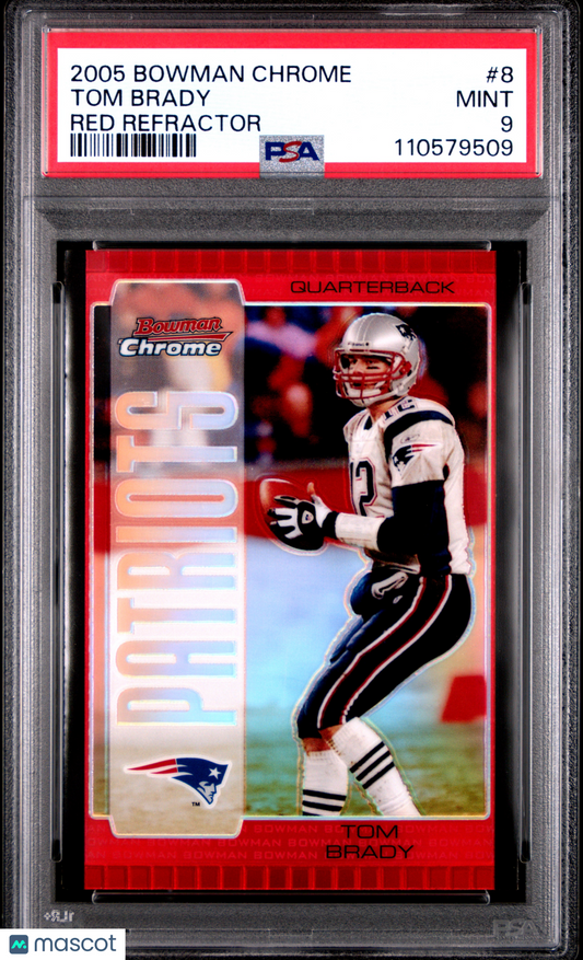 2005 Bowman Chrome Tom Brady #8 Red Refractor PSA 9
