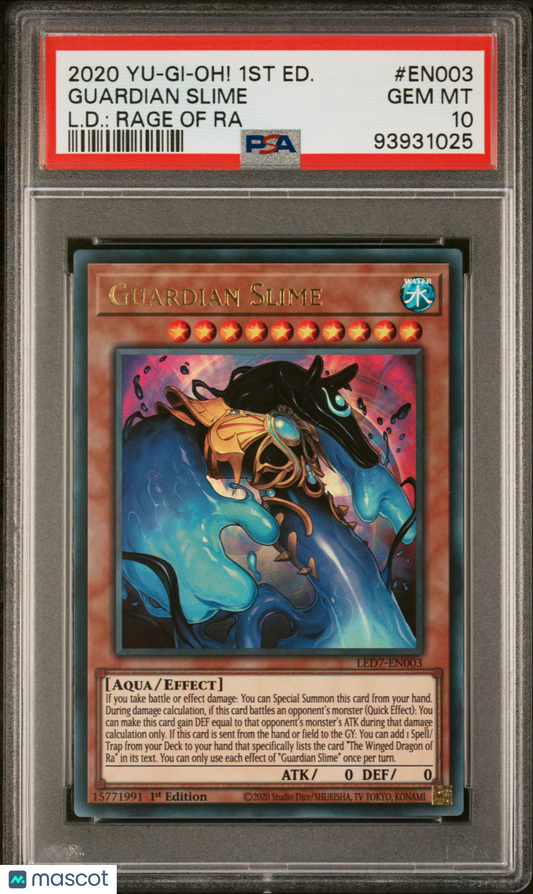 2020 Yu-Gi-Oh! Legendary Duelists: Rage Of Ra Guardian Slime #EN003 PSA 10