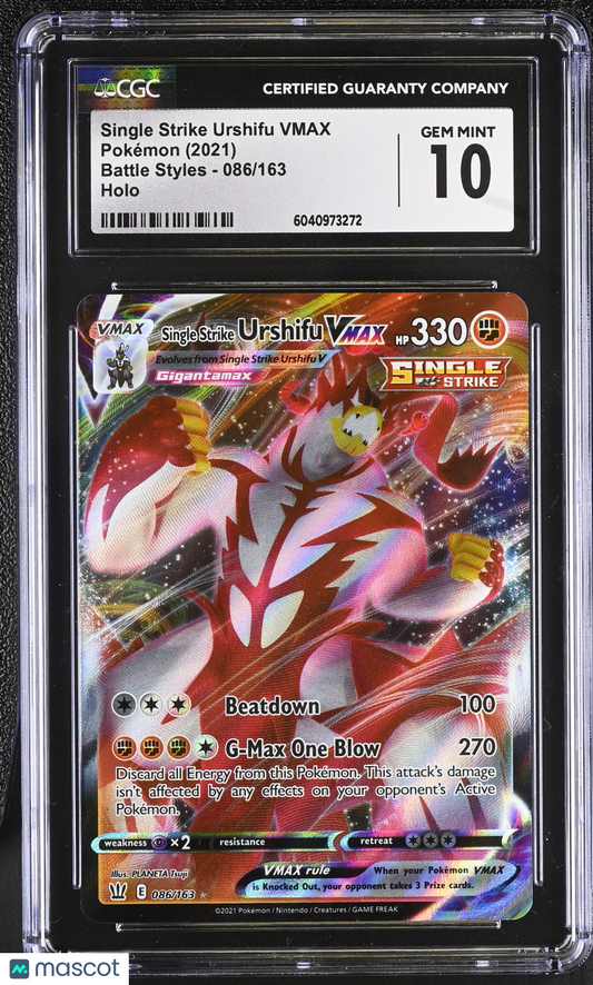 2021 Pokémon Battle Styles Single Strike Urshifu VMAX #086/163 English CGC 10