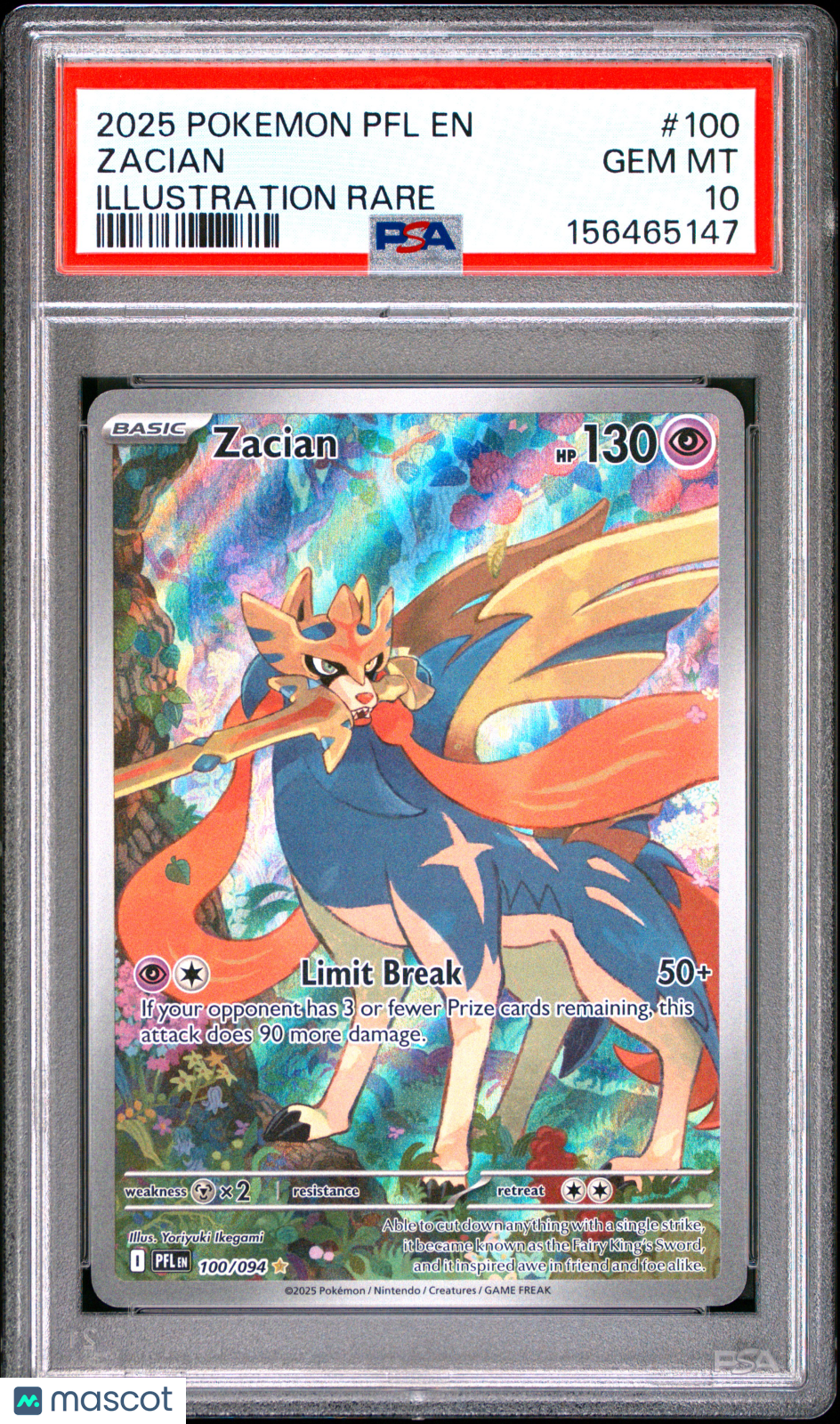 2025 Pokemon PFL EN-Phantasmal Flames Zacian #100 Illustration Rare PSA 10