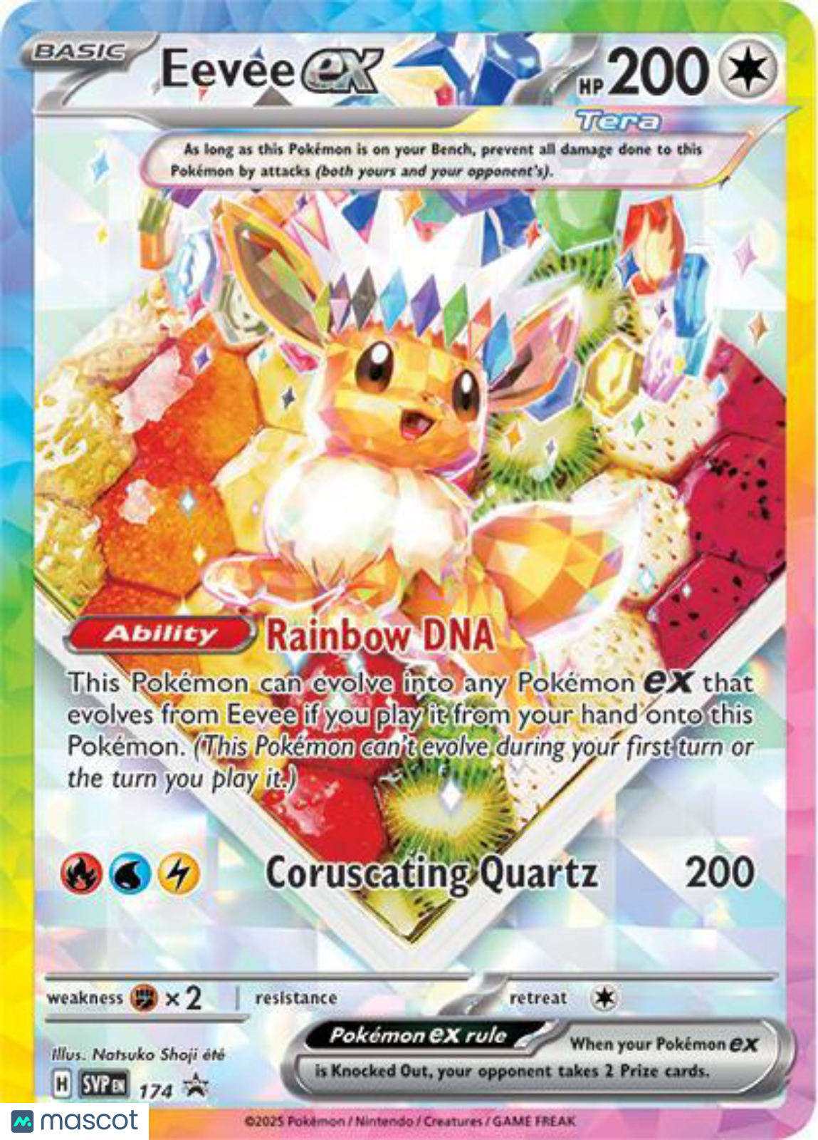 2025 Pokemon Prismatic Evolutions eevee ex #174 Unlimited AGS 10