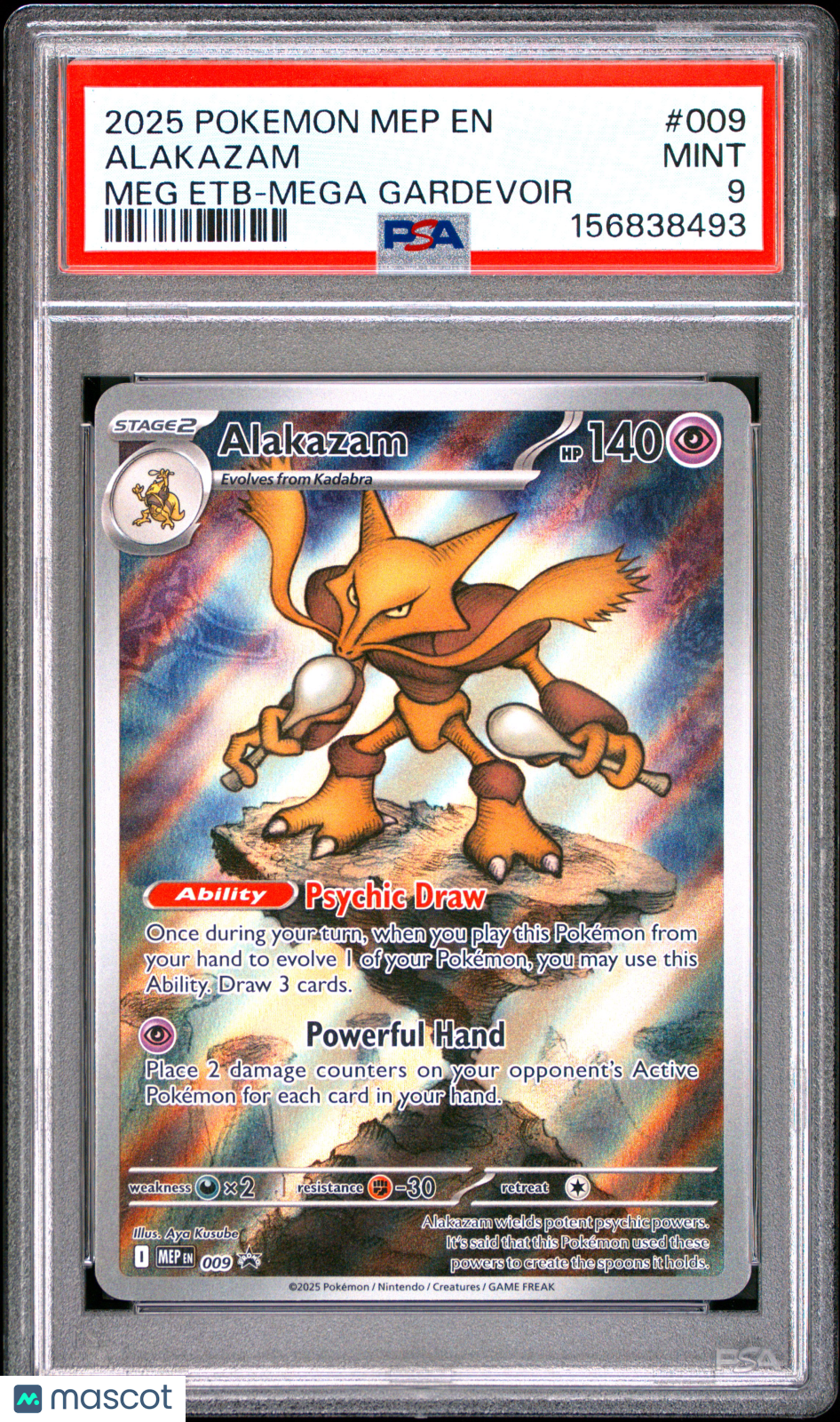 2025 Pokemon Mep EN-Me Black Star Promo Alakazam #009 PSA 9