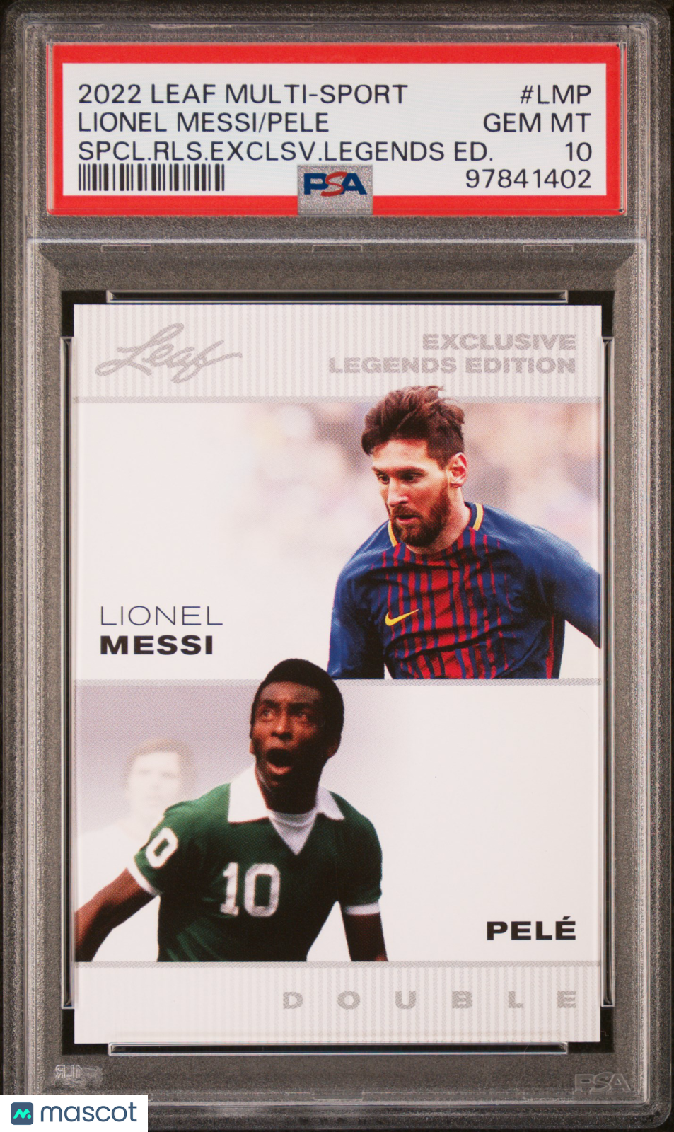 2022 Leaf  Special Release  Legends Edition Pele Lionel Messi #LMP  PSA 10