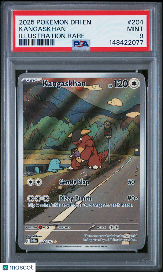 2025 Pokemon Dri EN-Destined Rivals Kangaskhan #204 Illustration Rare PSA 9