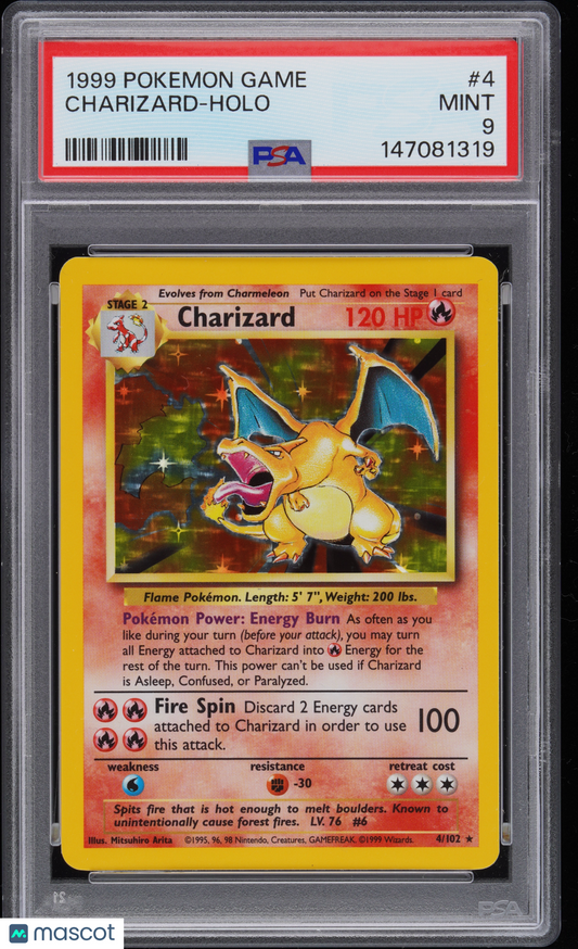 1999 Pokemon Game Charizard #4 PSA 9