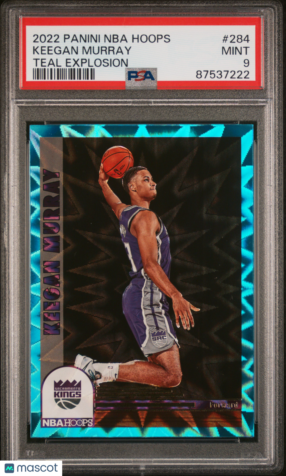2022 Panini NBA Hoops Keegan Murray #284 Teal Explosion PSA 9