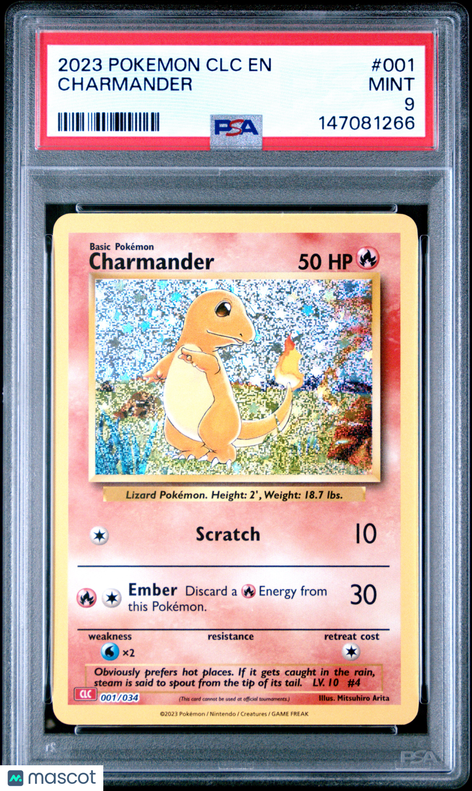 2023 Pokemon CLC-Trading Card Game Classic Charizard & Ho-Oh EX Deck Charmander #001 PSA 9