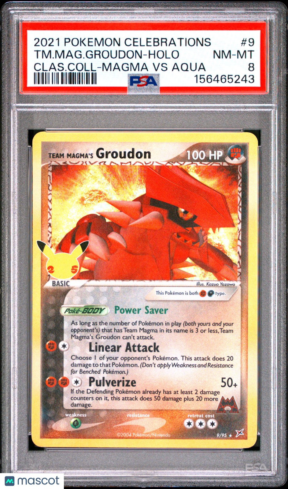 2021 Pokemon Celebrations Classic Collection TM. Mag. Groudon #9 PSA 8