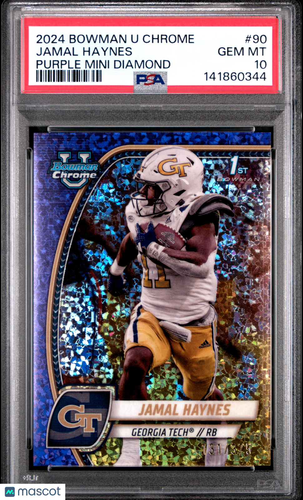 2024 Bowman University Chrome Jamal Haynes #90 Purple Mini Diamond PSA 10
