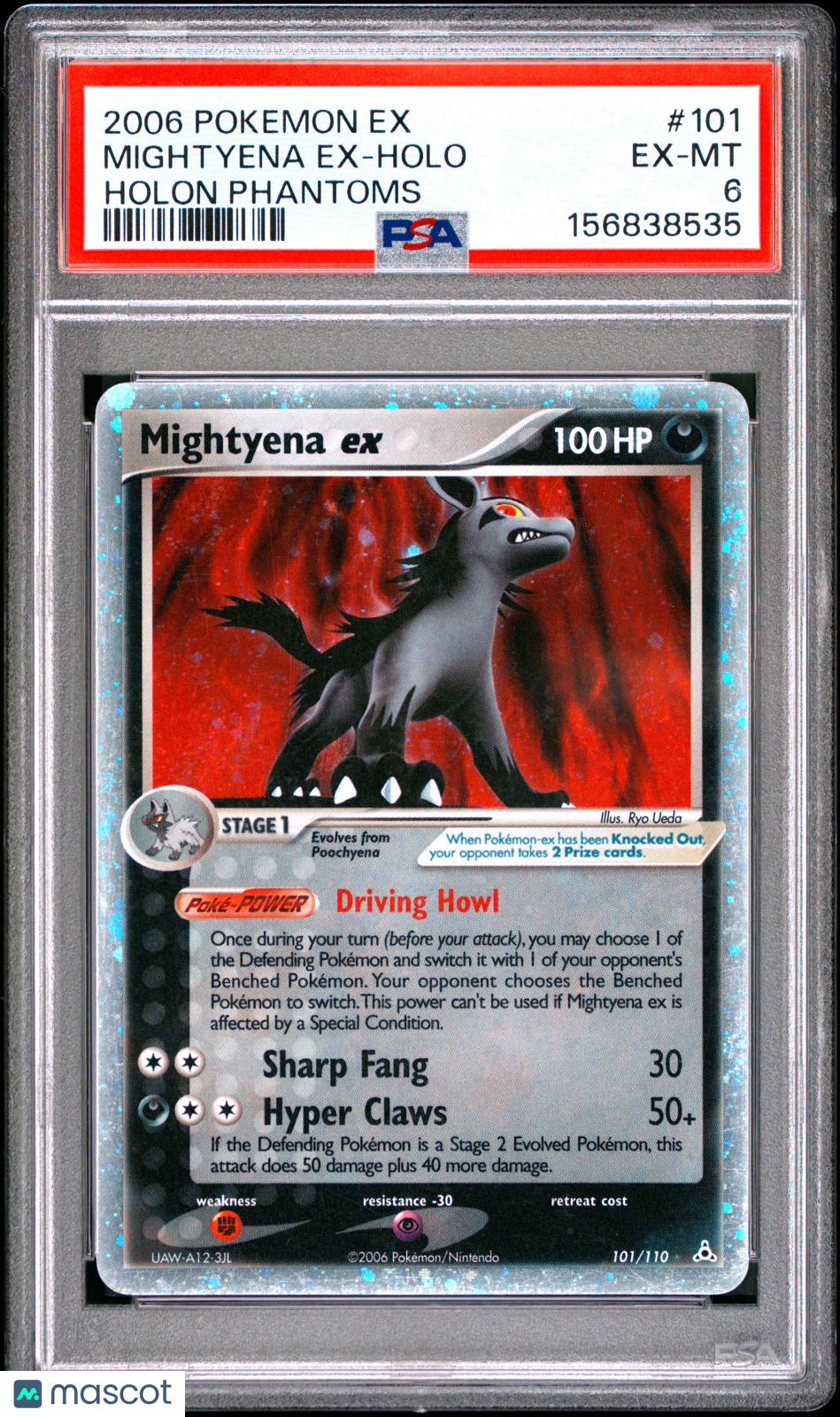 2006 Pokemon EX Holon Phantoms Mightyena EX #101 PSA 6