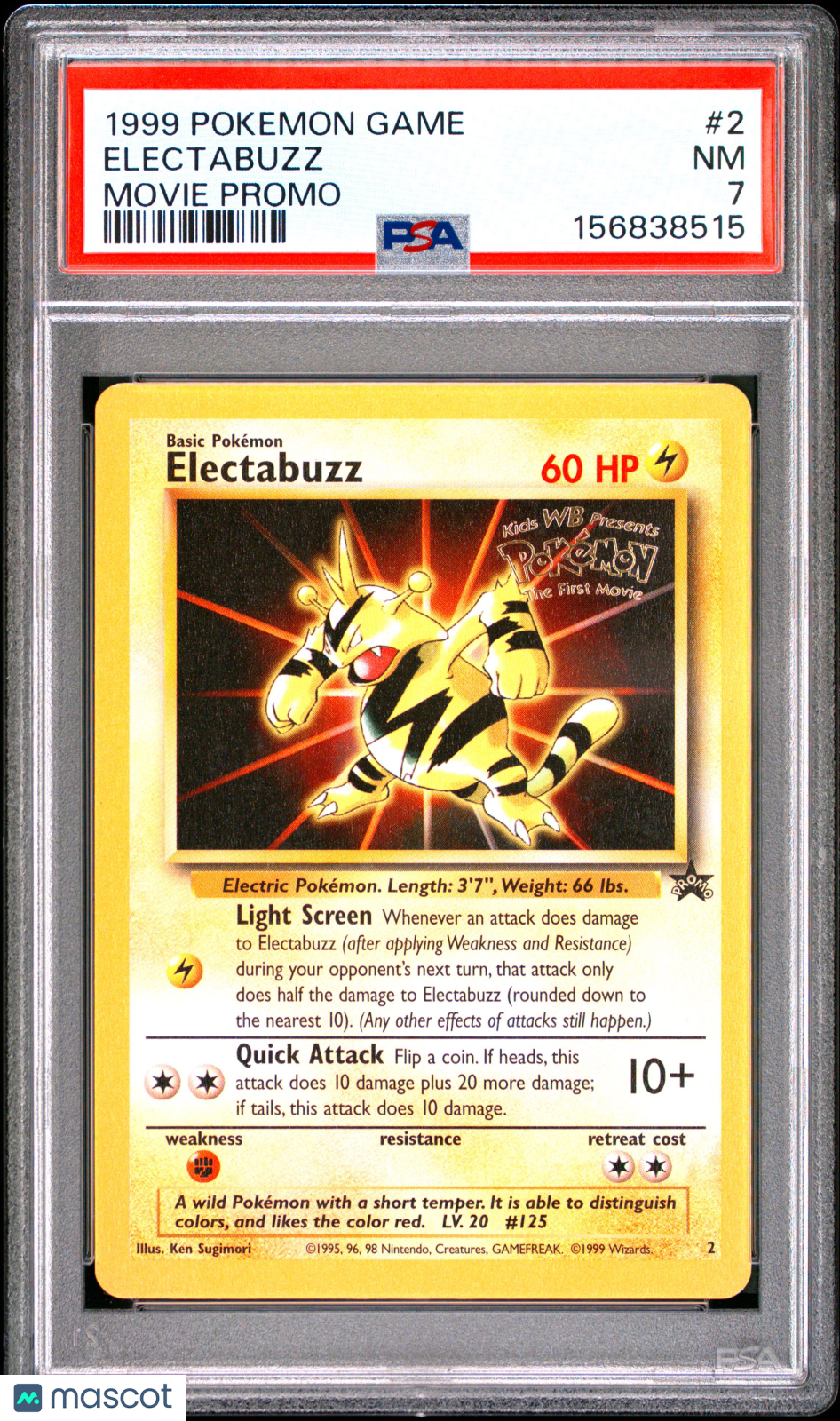 1999 Pokemon Game Movie Electabuzz #2 PSA 7