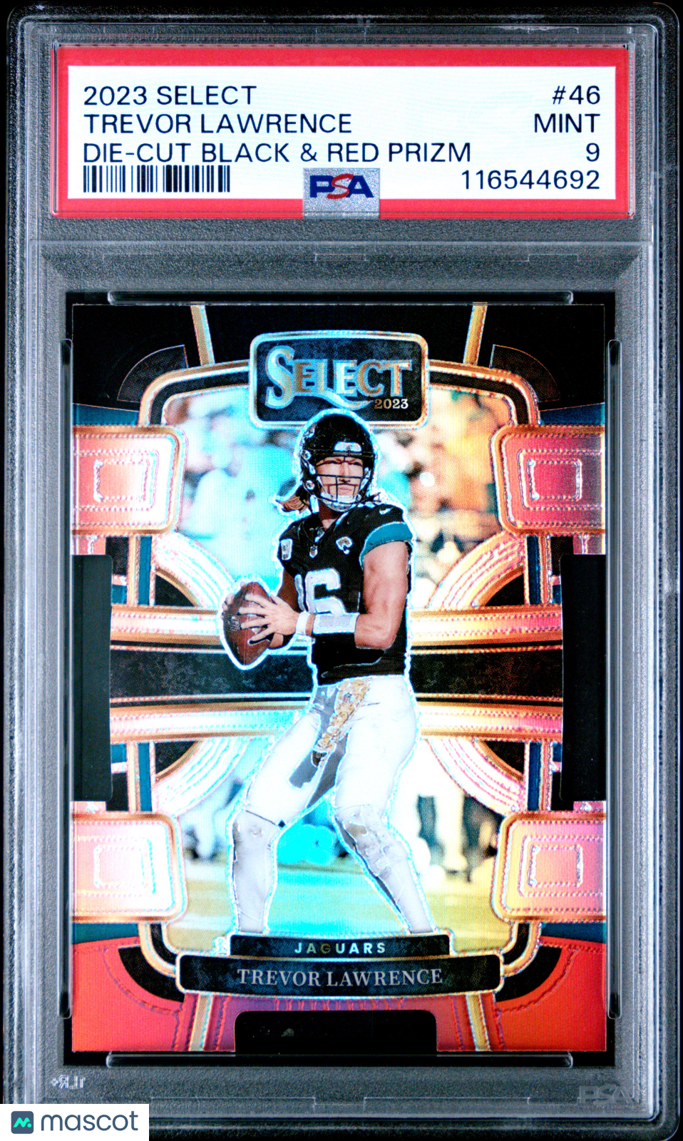 2023 Panini Select Trevor Lawrence #46 Die Cut Black & Red Prizm PSA 9