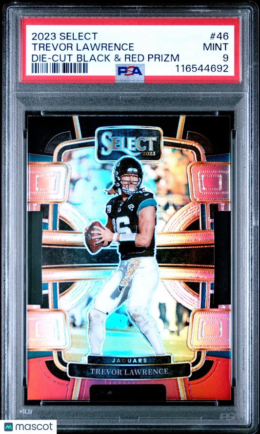 2023 Panini Select Trevor Lawrence #46 Die Cut Black & Red Prizm PSA 9