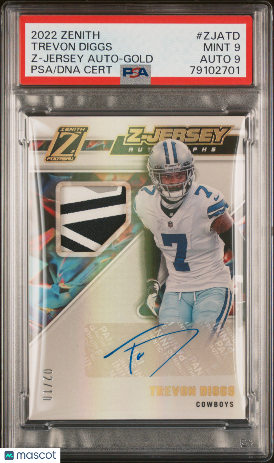 2022 Panini Zenith Z-Jersey Autographs Trevon Diggs #ZJATD Gold PSA 9 Auto 9