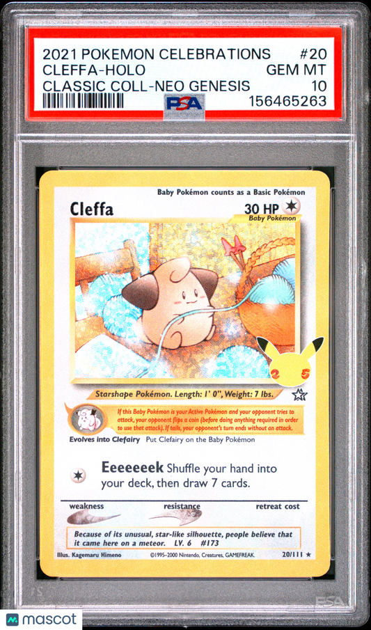 2021 Pokemon Celebrations Classic Collection Cleffa #20 Classic Coll-Neo Genesis PSA 10