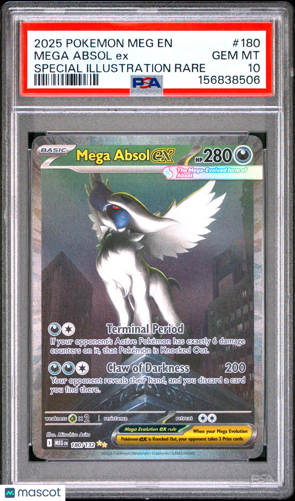 2025 Pokemon Meg EN-Mega Evolution Mega Absol EX #180 PSA 10