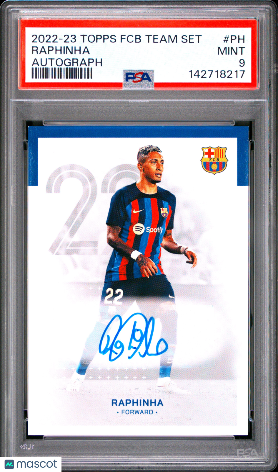 2022 Topps FC Barcelona Team Set Autograph Raphinha #PH PSA 9