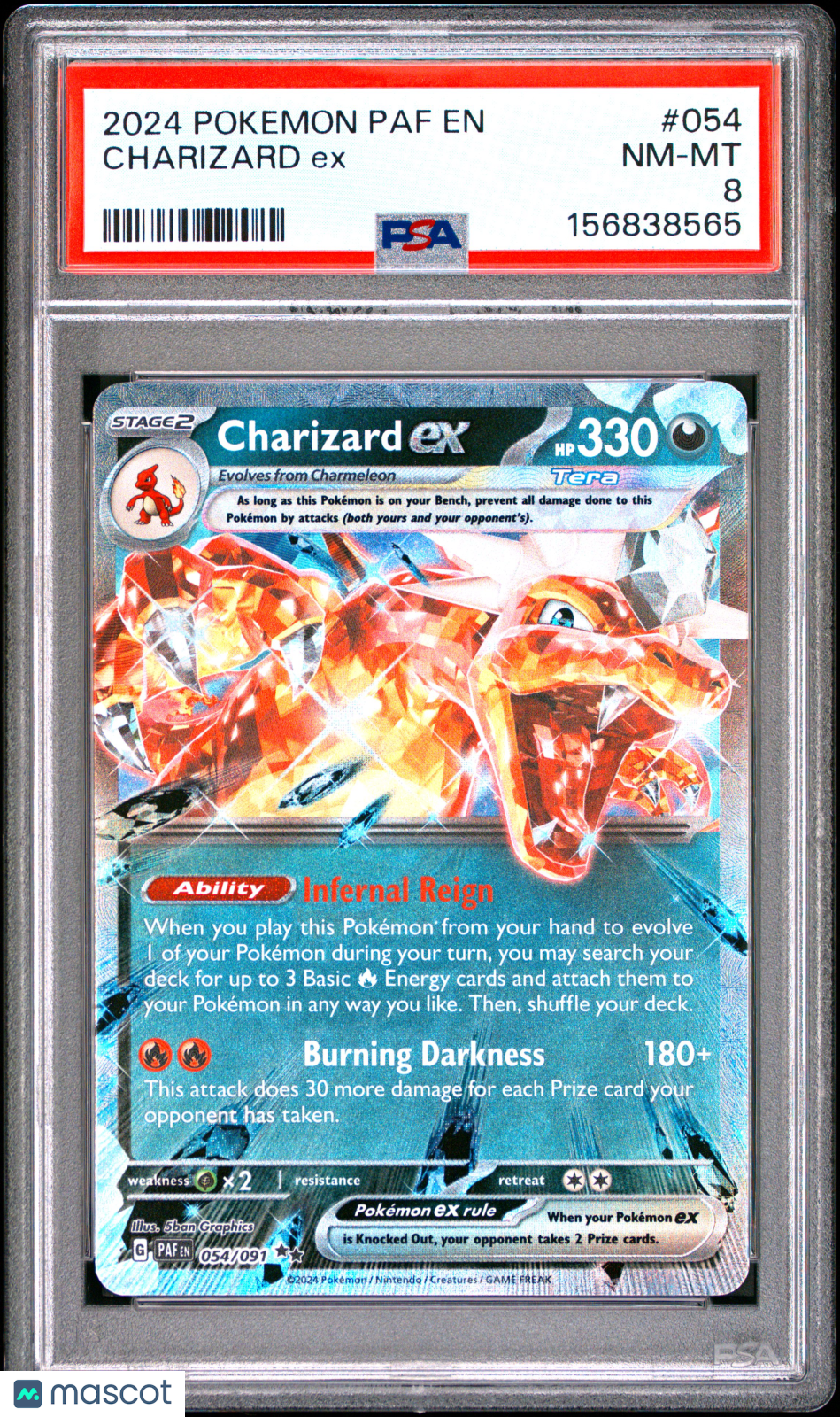 2024 Pokemon Paf EN-Paldean Fates Charizard EX #054 PSA 8