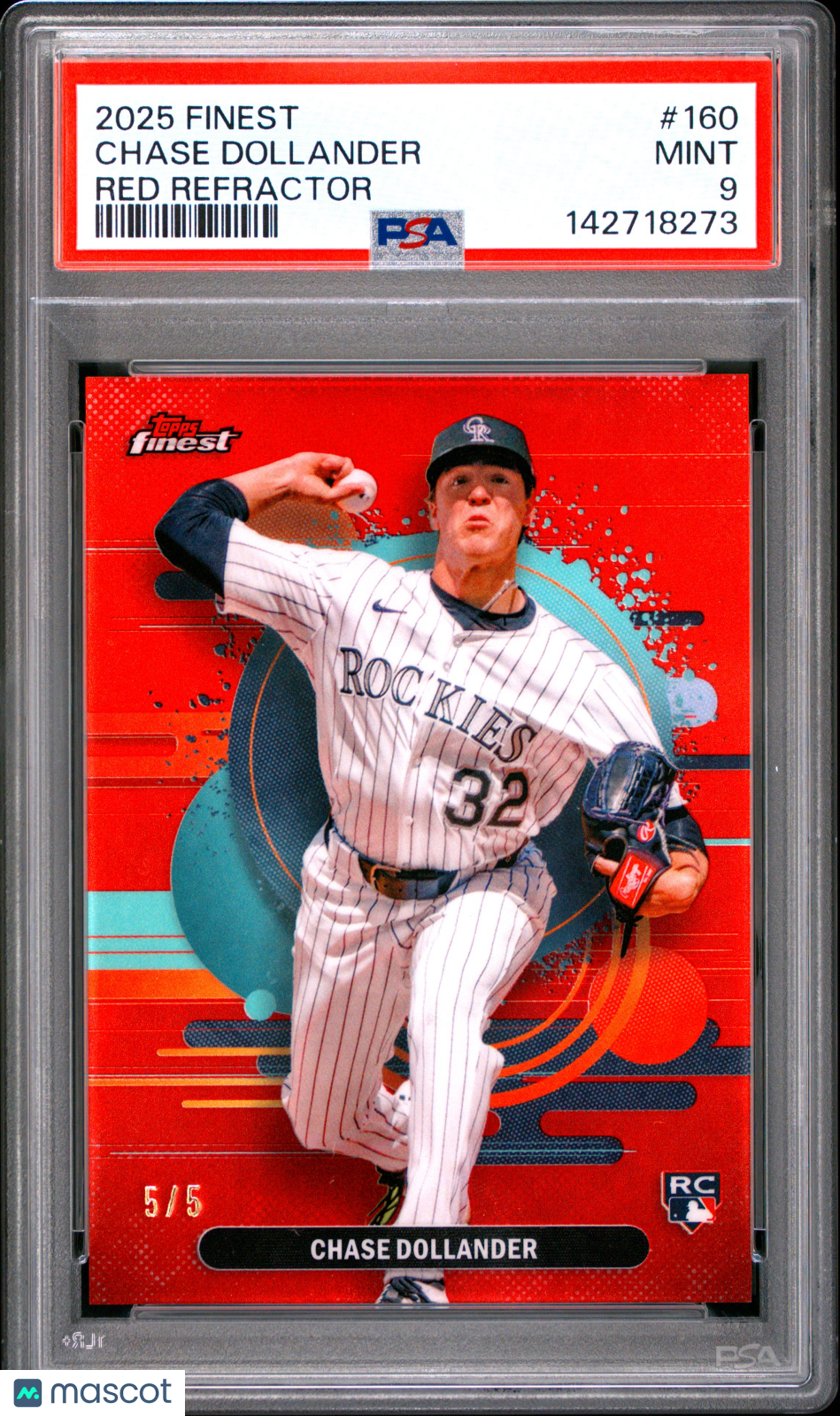 2025 Topps Finest Chase Dollander #160 Red Refractor PSA 9