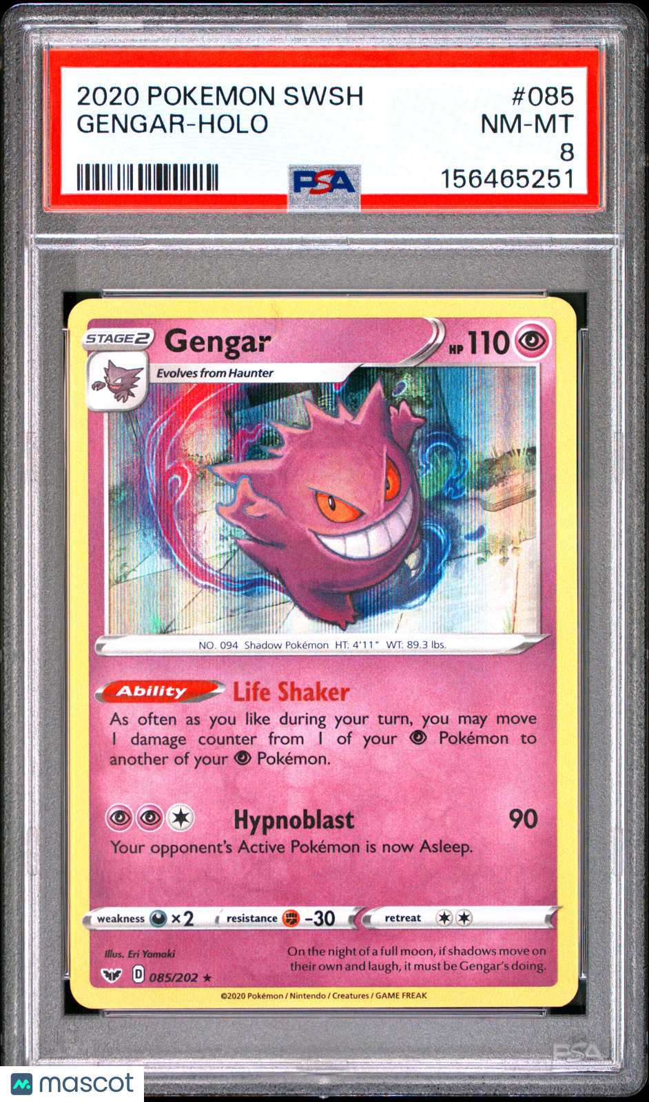 2020 Pokemon Sword & Shield Gengar #085 PSA 8