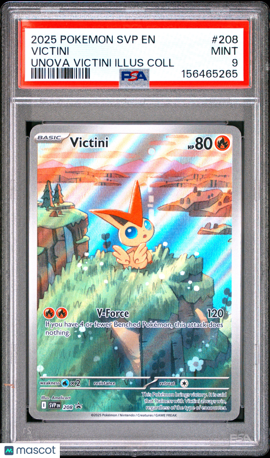 2025 Pokemon SVP EN-SV Black Star Promo Victini #208 PSA 9