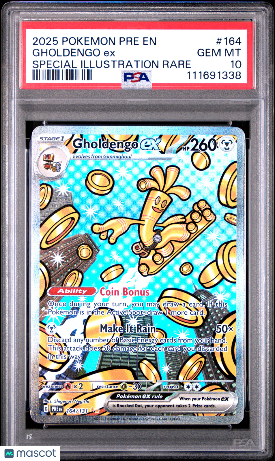 2025 Pokemon Pre EN-Prismatic Evolutions Gholdengo EX #164 PSA 10