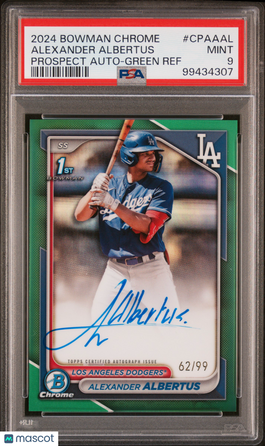 2024 Bowman Chrome Alexander Albertus #CPAAAL Prospect Auto Green Ref PSA 9