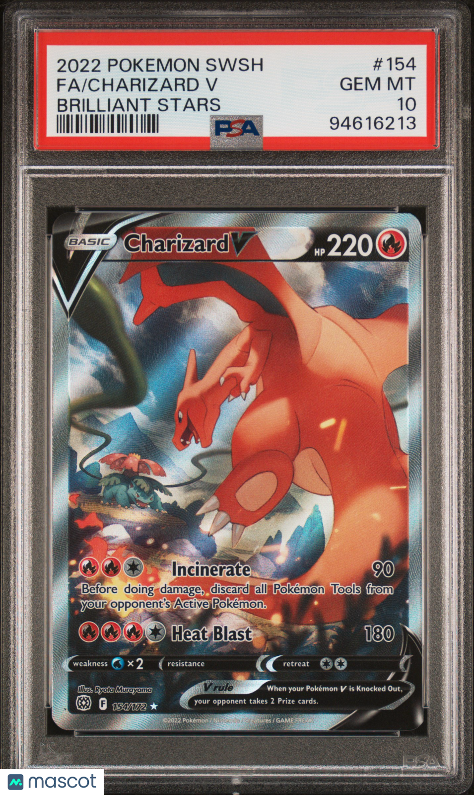 2022 Pokemon Sword & Shield Brilliant Stars Charizard V #154  PSA 10