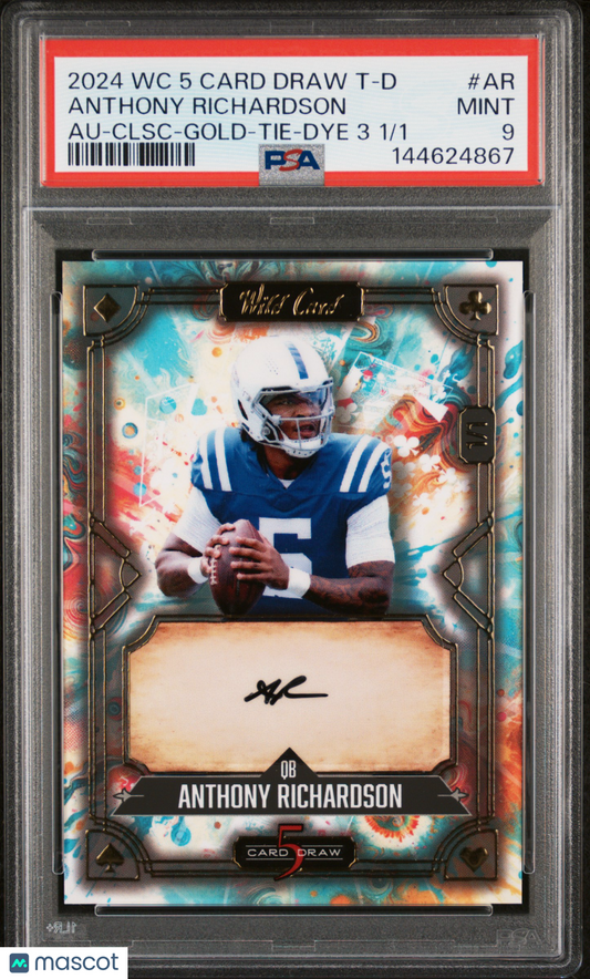 2024 Wild Card Tie-Dye Auto Anthony Richardson #AR Gold 3 1/1 PSA 9