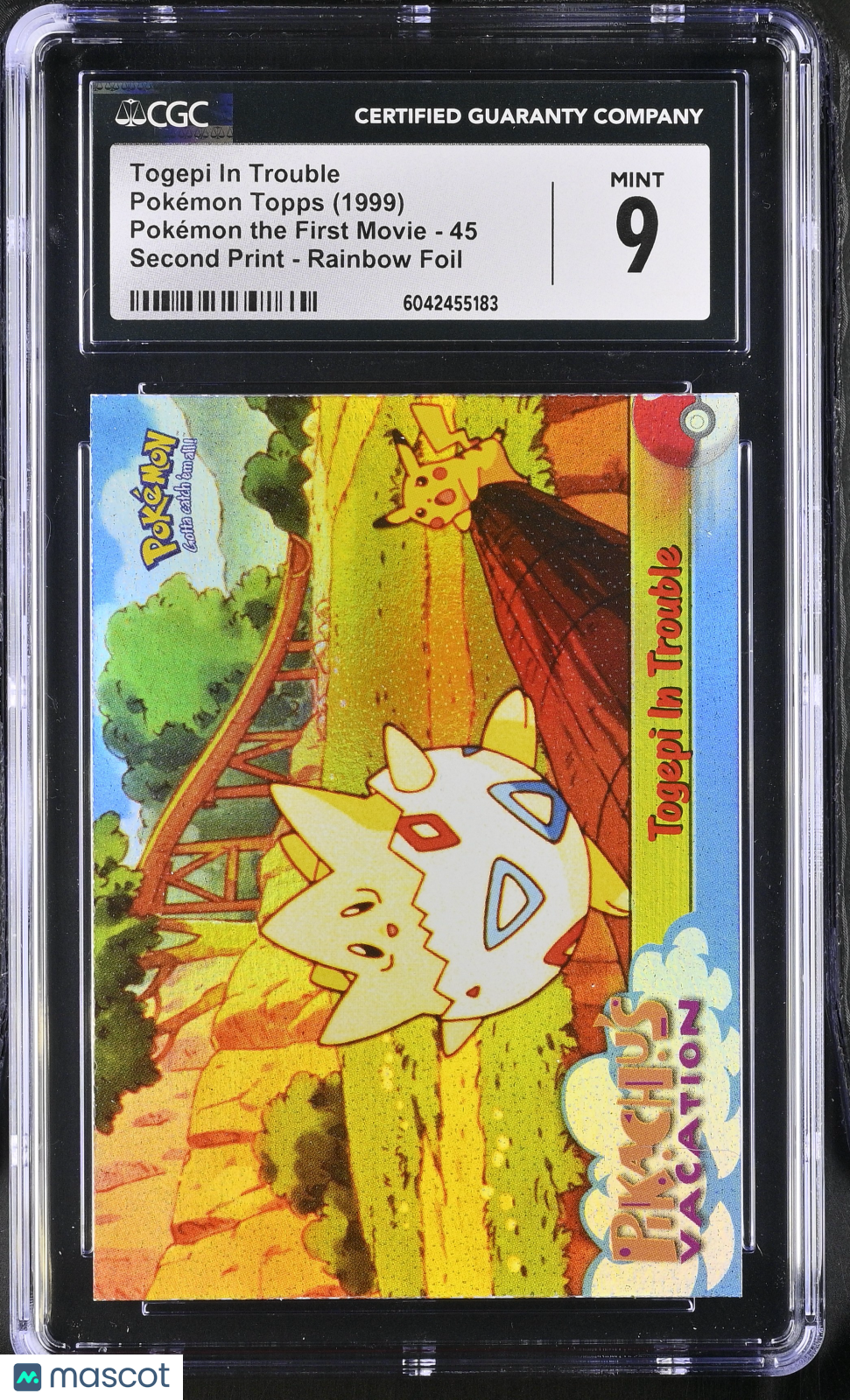 1999 Topps PokeMon The First Movie Togepi In Trouble #45 Rainbow Foil CGC 9