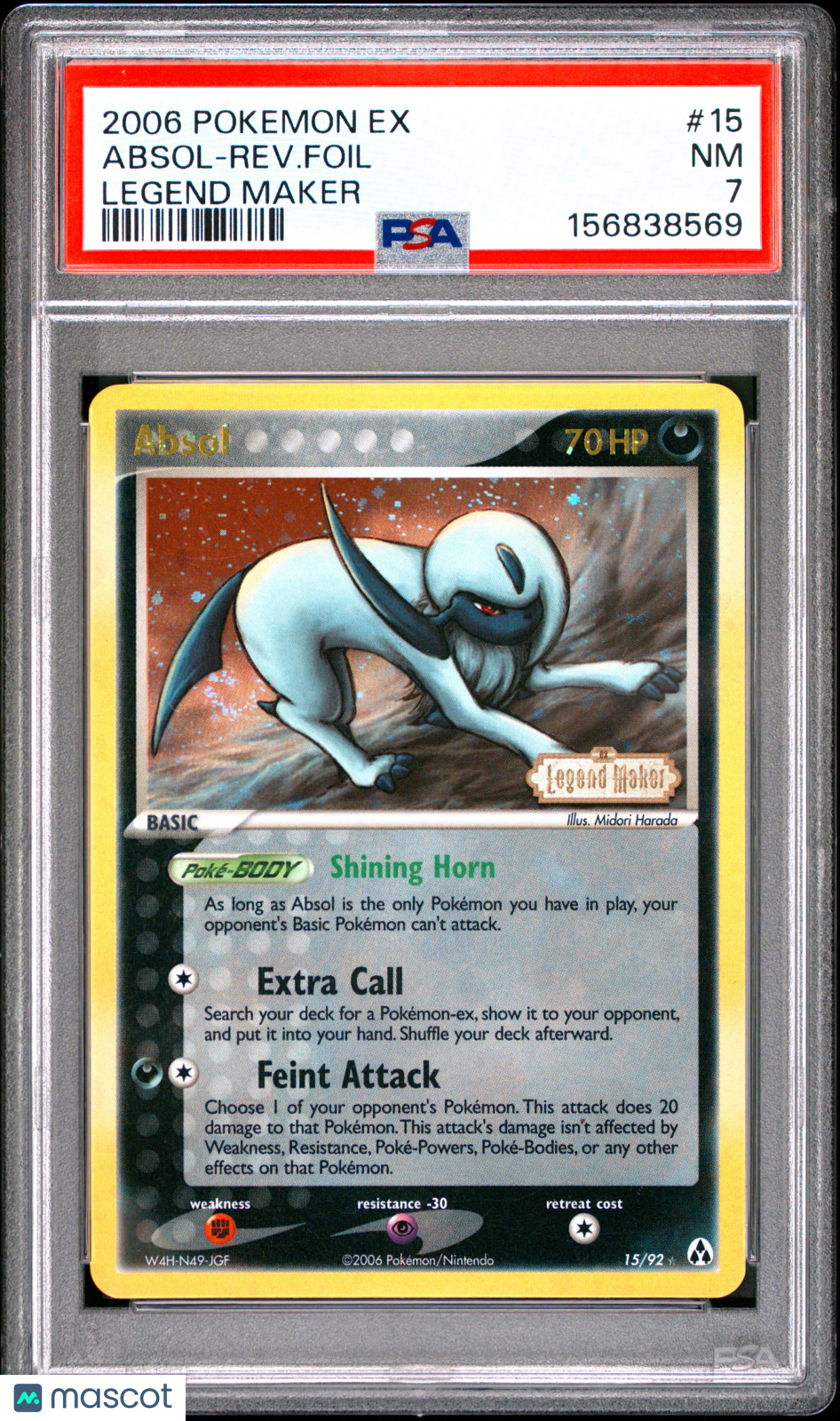 2006 Pokemon EX Legend Maker Absol-Rev. Foil #15 PSA 7