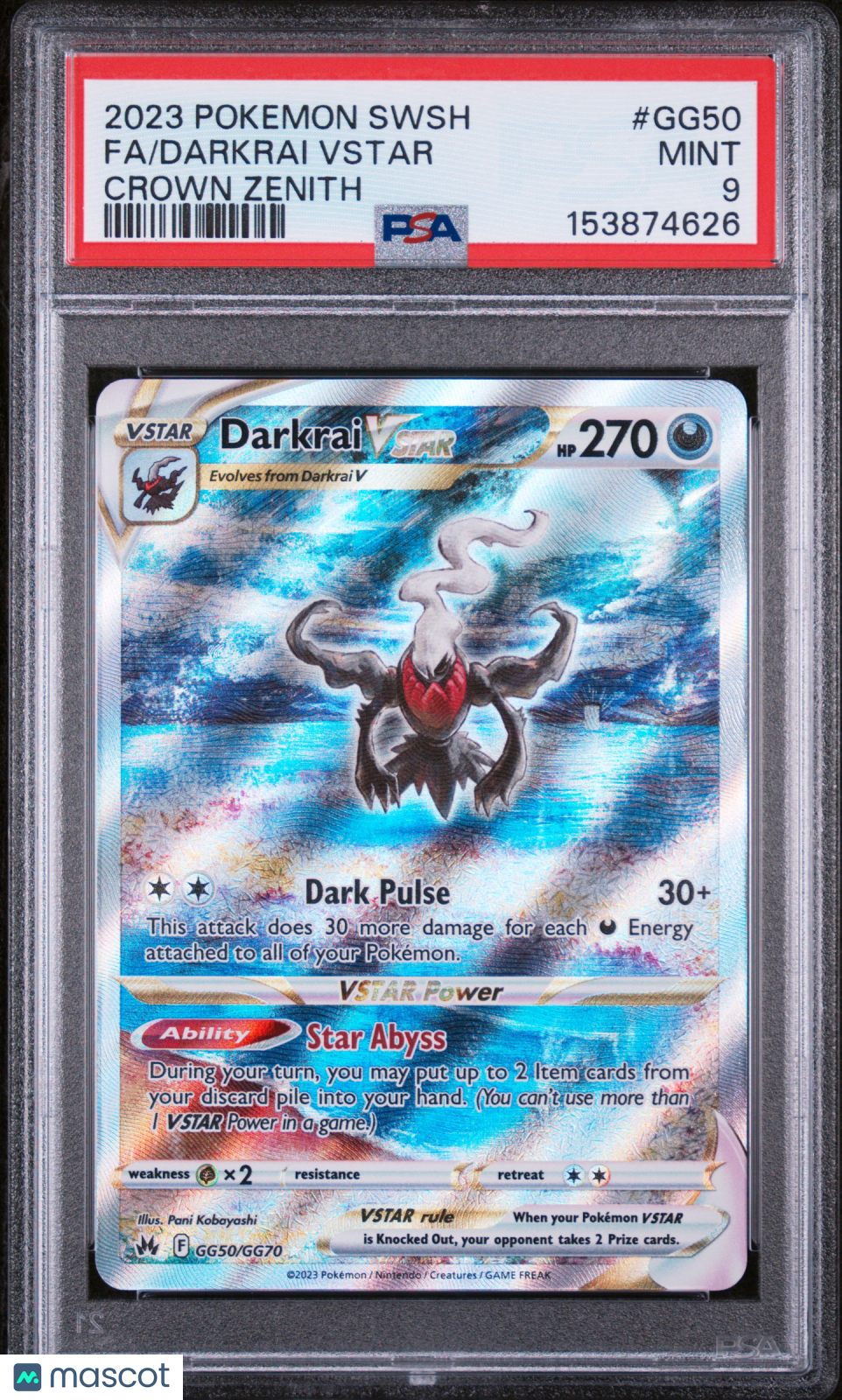 2023 Pokemon Sword And Shield Crown Zenith Darkrai VSTAR #GG50 PSA 9