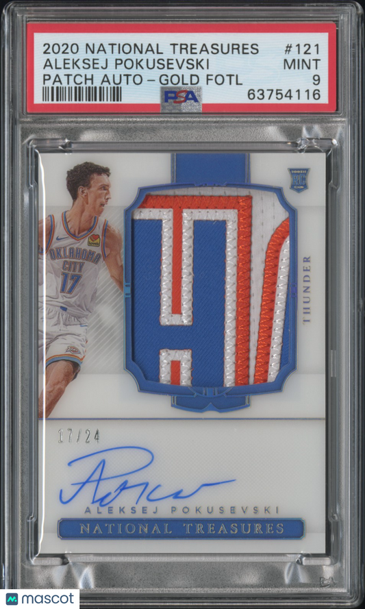 2020 National Treasures Aleksej Pokusevski Rookie Patch Auto Gold Fotl RPA PSA 9