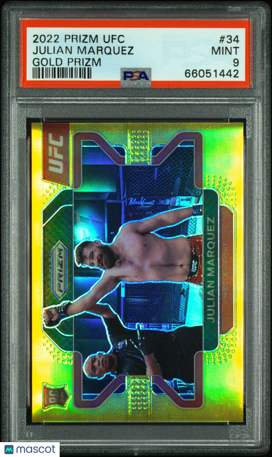 2022 Panini Prizm UFC Julian Marquez #34 Gold Prizm PSA 9