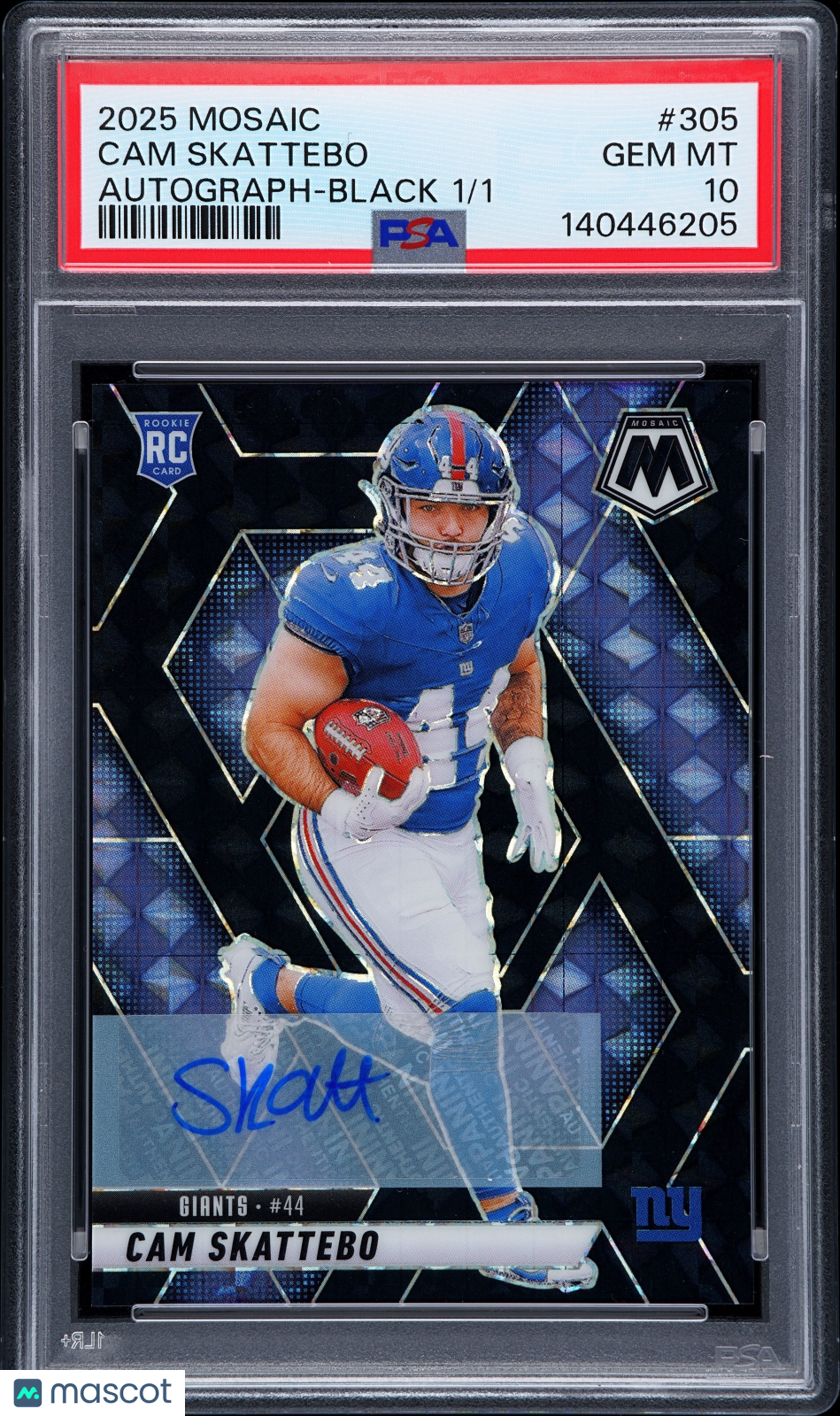 2025 Panini Mosaic Cam Skattebo #305 Autograph Black 1/1 PSA 10
