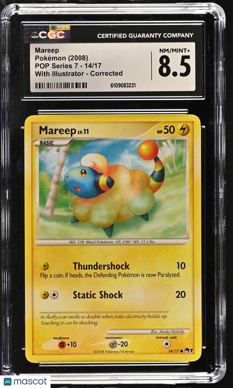 2008 Pokemon Pop Series 7 Mareep #14/17 14/17 CGC 8.5