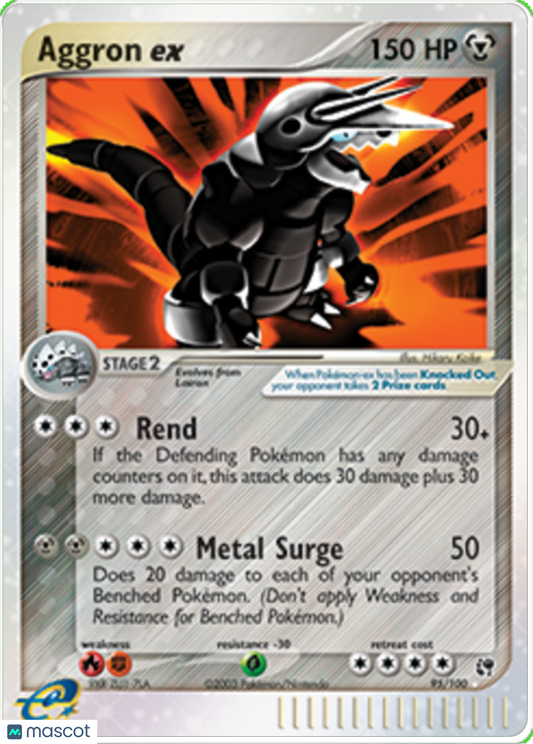 2003 Pokemon EX Sandstorm Aggron EX #095 Unlimited AGS 9