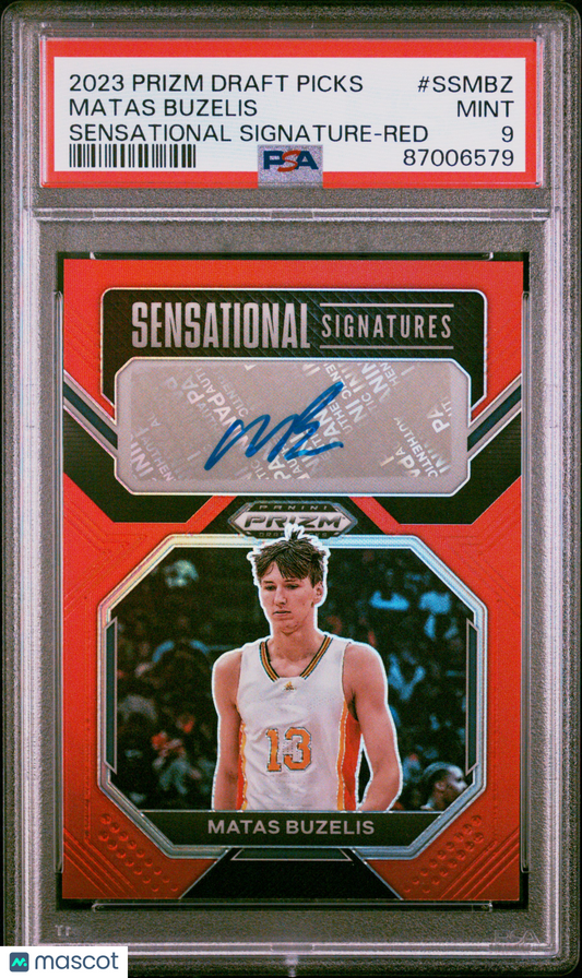 2023 Panini Prizm Draft Picks Sensational Signature Matas Buzelis #SSMBZ Red /149 PSA 9