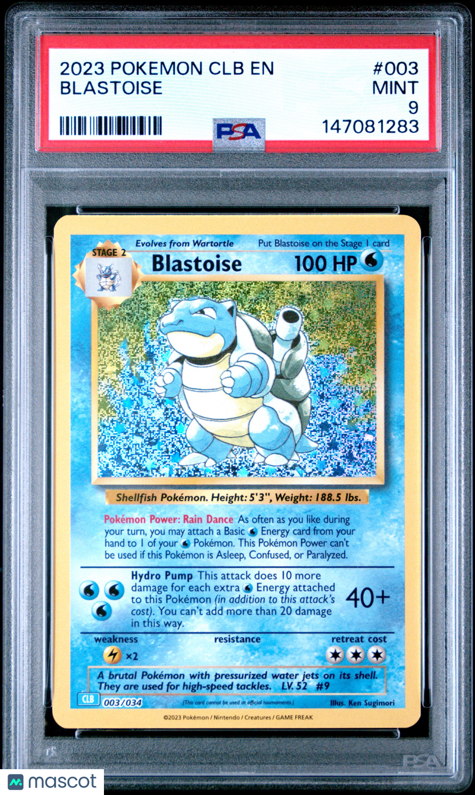 2023 Pokemon CLB-Trading Card Game Classic Blastoise & Suicune EX Deck Blastoise #003 PSA 9