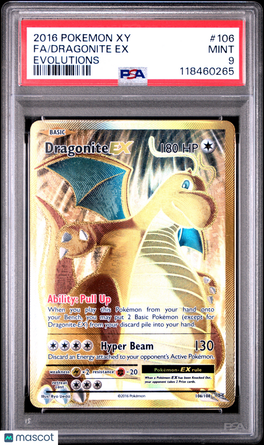 2016 Pokemon Xy Evolutions Dragonite EX #106 PSA 9