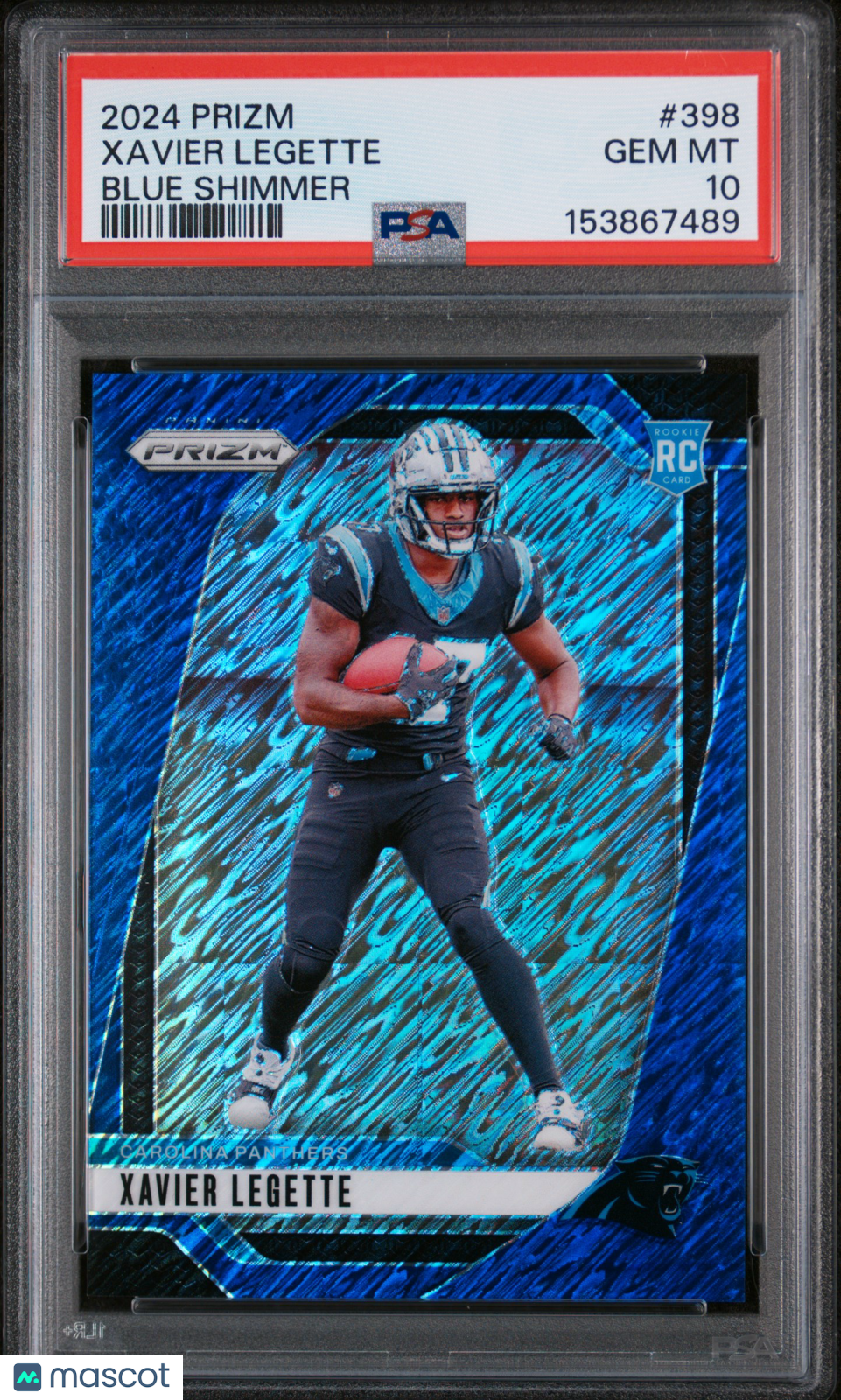 2024 Panini Prizm Xavier Legette #398 Blue Shimmer /25 PSA 10