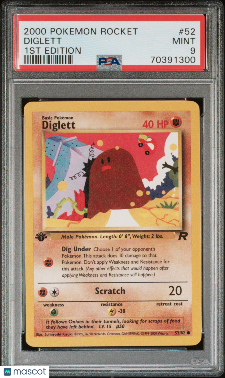 2000 Pokemon Rocket Diglett #52 1ST Edition PSA 9